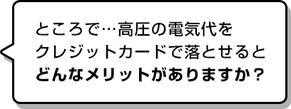 ところで…高圧の電気代をクレジットカードで落とせるとどんなメリットがありますか?